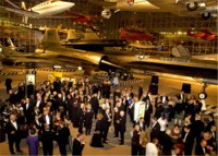 Reception under Museum of Flight exhibits